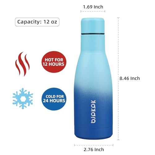 BJPKPK 12oz Water Bottles Stainless Steel Double Wall Vacuum Insulated Small Water Bottles for Travel,Sky - color: Sky, size: 12 Ounces