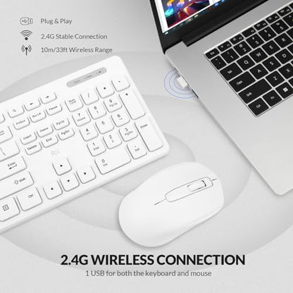 Wireless Keyboard and Mouse Combo - Rii Standard Office PC Keyboard and Optical Wireless Mice (White) - color: WHITE
