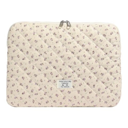 Cute Laptop Sleeve 13-15 inch Laptop Case Aesthetic Quilted Laptop Sleeve Computer Bag with Flower Printing for MacBook (Purple, 13inch) - color: Purple, size: 13inch