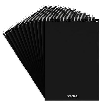 STAPLES Steno Notepads, 6” x 9”, Gregg Ruled, Top Wirebound, 80 Sheets, 12‑Pack - size: 12 Pack, style: White Paper