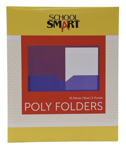 School Smart 2-Pocket Poly Folders, Blue, Pack of 25 - color: Blue, style: No Fasteners