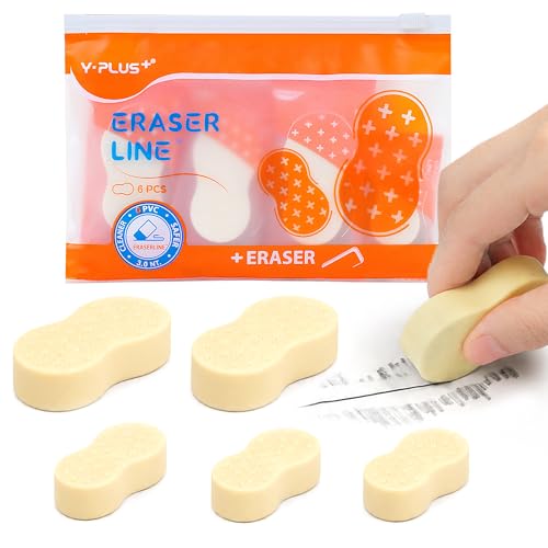 YPLUS Erasers for Kids, Hipolymer Pencil Erasers for School Supplies, 6 Pcs | White Rubber Erasers, Eraser Line No-Residue Pencil Erasing, School And Office Supplies For Kids And Artists - color: Single Color
