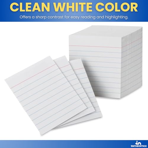 1InTheOffice Ruled Mini Index Cards 3 x 2.5, White Small Index Cards 2x3, 400/Pack - size: small