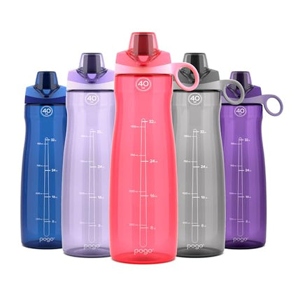 Pogo BPA-Free Plastic Water Bottle with Chug Lid, Pink, 40 oz. - color: Pink, size: 40 Ounces