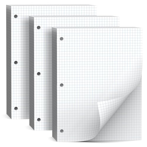 390 Sheets Quad Ruled Graph Paper 8 x 10.5 White Loose Leaf Graph Paper | Filler Paper 4 x 4 Graph Ruled Loose Leaf Paper Notebook Paper for 3 Ring Binder, Engineering Paper for School Home Business - size: 8 x 10.5 In -390 Sheets