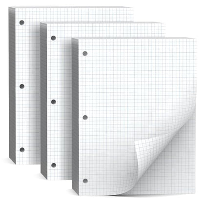 390 Sheets Quad Ruled Graph Paper 8 x 10.5 White Loose Leaf Graph Paper | Filler Paper 4 x 4 Graph Ruled Loose Leaf Paper Notebook Paper for 3 Ring Binder, Engineering Paper for School Home Business - size: 8 x 10.5 In -390 Sheets