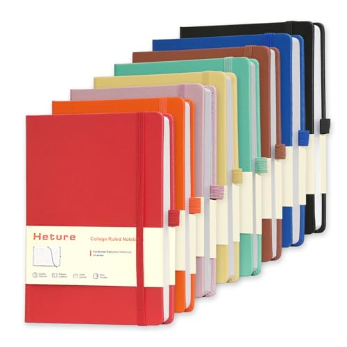 Heture 8 Pack Lined Journal Notebooks, A5 Hardcover Notebooks, 5.5 x 8.3 inch, 100GSM,160 Pages, Classic College Ruled Notebooks for Writing/Work/Travel/College (Assorted Color) - color: Assorted Color, size: 8 Pack