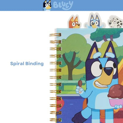 Bluey Tab Journal Notebook, Spiral Bound, 96 Lined Pages, 8 x 7 inches - style: Bluey