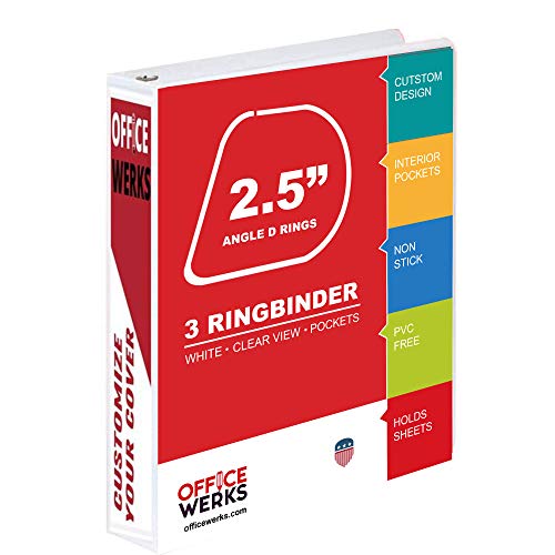 Performore 3 Ring Binder, Professional Angle D Ring 2.5 Inch, Presentation Folder for Standard Pages 8.5 x 11 with Pockets, Crystal Clear View White (4 Pack) - Ideal for Office Supplies