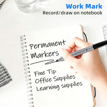 Permanent markers, 40 packs permanent markers bulk, quick drying in one second, smooth, not easy to erase, durable, can be marked on glass, tiles and cloth, office supplies,Gray shell - color: black Fine 40