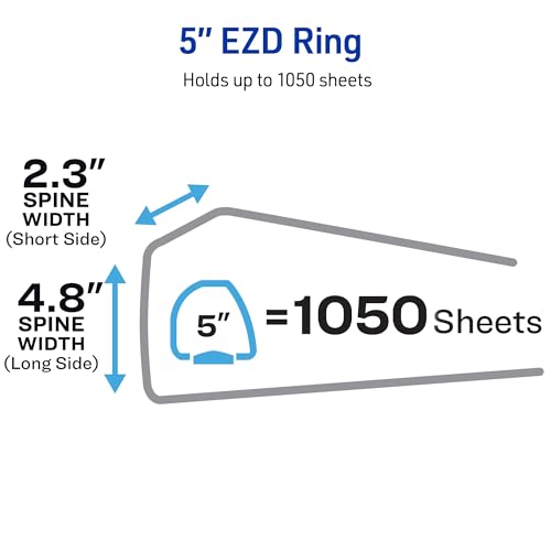 Avery Heavy-Duty 5 Inch Binders 3 Ring,View Binder,5 Inch EZD Ring,Black,Sturdy (79606),(Pack of 4) - size: 5" (Pack of 4)
