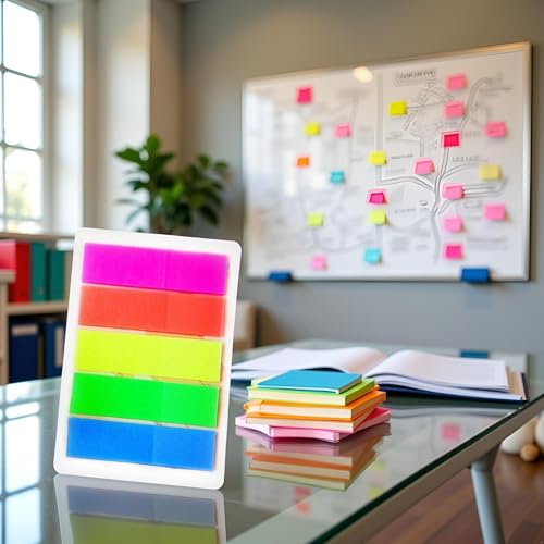 Flags Index Tabs - 5 Colors Sticky Notes Writable Labels Page, Creative Marker Bookmarks Text Highlighter Strips, Stationery Supplies for Home, School and Office 100Pcs