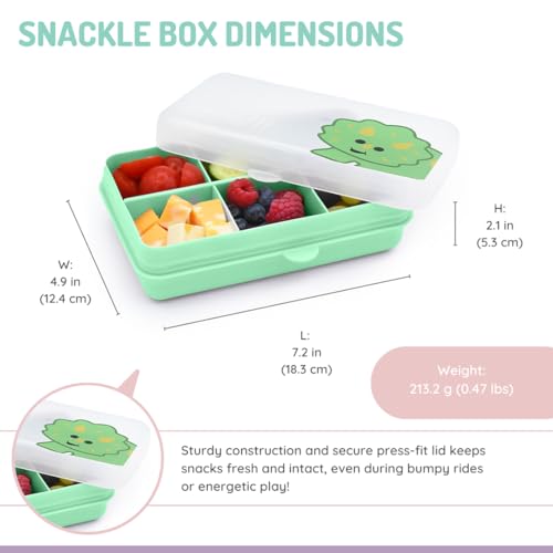melii Snackle Box | 6-Compartment Divided Snack Container, BPA-Free Food Storage with Removable Dividers for School, Travel & On-the-Go Snacking (Dinosaur) - color: Dinosaur