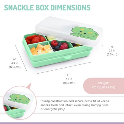 melii Snackle Box | 6-Compartment Divided Snack Container, BPA-Free Food Storage with Removable Dividers for School, Travel & On-the-Go Snacking (Dinosaur) - color: Dinosaur