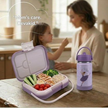 Bento Midi Lunch Box with carrying handle – 4 No-Mix Compartments | Microwave & Dishwasher Safe,Removable Tray | 900ML OZ (Purple Dark Powder) - color: Purple Dark Powder
