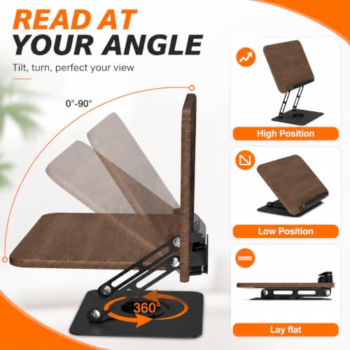 2-in-1 Adjustable Floor Book Stand & Laptop Holder | Detachable Desktop & Floor Use, 35"-62" Height Adjustable, Anti-Topple Heavy Base, 360° Swivel Panel, Hands-Free Reading