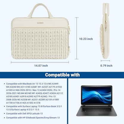 MOSISO Laptop Case 13.3 inch, 13-13.3 inch Laptop Sleeve Compatible with MacBook Neo/Air 13.6 M5 M4 M3 M2 M1/Pro 13/14, HP Dell Lenovo ASUS, Wheat Ear Quilted Carrying Bag with Handle&Pocket, Sand - color: Sand, size: 13.3 inch