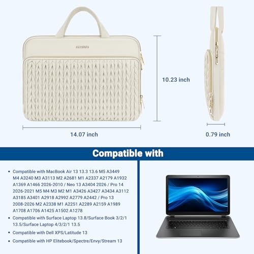 MOSISO Laptop Case 14 inch, 14 inch Laptop Sleeve Compatible with HP Lenovo Dell ASUS Acer, HP Stream, Dell Latitude, Lenovo IdeaPad, Wheat Ear Quilted Carrying Bag with Handle&Pocket, Sand - color: Sand, size: 14 inch
