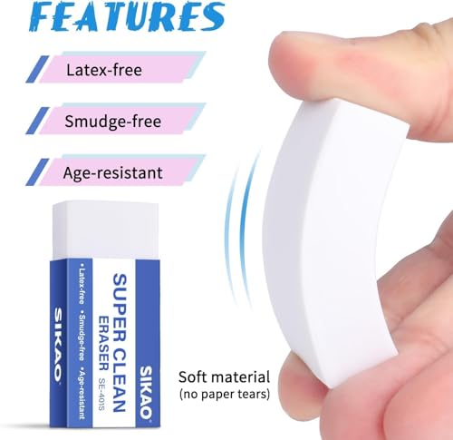 White Erasers, 120 Pack Block Pencil Erasers | Soft Non-Smudge Art Erasers Bulk for Pencils, Artists & School | Gentle on Paper, Clean Removal for Notes & Sketching - style: 120 Pack