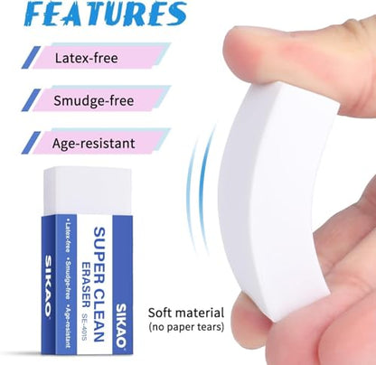 White Erasers, 120 Pack Block Pencil Erasers | Soft Non-Smudge Art Erasers Bulk for Pencils, Artists & School | Gentle on Paper, Clean Removal for Notes & Sketching - style: 120 Pack