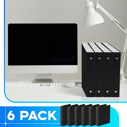 Henoyso 6 Pcs 1.5 Inch Mini 3 Ring Binders Fits 5.5 x 8.5 Paper, Holds(Capacity 280 Sheets), Plastic Flexible Three Round Rings Small Black A5 Binders Bulk for School, Office Use, Photo Album - color: Black, size: 1.5 Inch