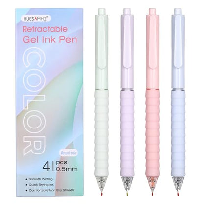 gel pens,4pcs 0.5mm Quick Dry Retractable Pens Fine Point Gel Ink for Writing, Ideal Office School Desk Accessories Gift - color: 4pcs-morandi