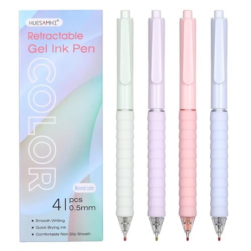 gel pens,4pcs 0.5mm Quick Dry Retractable Pens Fine Point Gel Ink for Writing, Ideal Office School Desk Accessories Gift - color: 4pcs-morandi