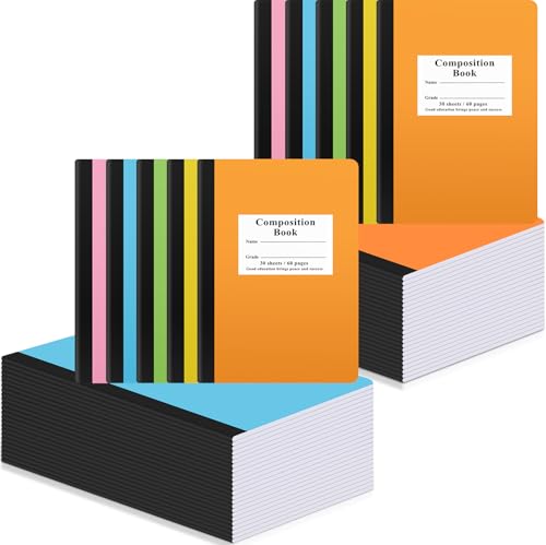 Composition Notebooks Bulk Wide Ruled Lined, 8.5 x 5.5 Inch, 30 Sheets/60 Pages, Back to School Supplies, First Day of School Notebooks for Teacher Student Office Supplies(50 Pack)