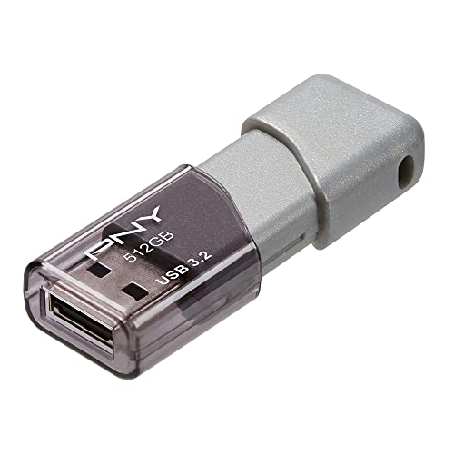 PNY 512GB Turbo Attache 3 USB 3.2 Flash Drive 100MB/s, Silver (Pack of 1) - size: 512GB