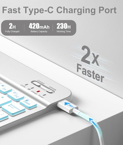 Hamile for iPad 11th 10th Generation Case with Keyboard - 7 Colors Backlit Wireless Detachable Folio Keyboard Cover with Pencil Holder for iPad A16 11-inch 2025 10th Gen 10.9 Inch 2022 (Light Gray) - color: Light Gray