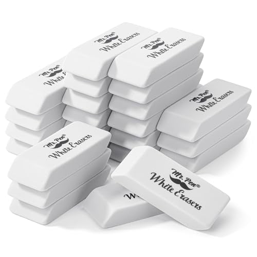 Mr. Pen- White Pencil Eraser Bulk, 24 Pack | Large Latex Free Block Erasers Bulk for School, Office, Art Sketching, Homework, Exams, Clean Smudge-Free Correction - color: White, size: 24 Pack
