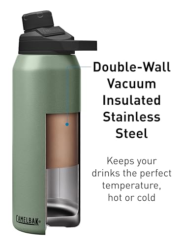 CamelBak Chute Mag Vacuum Insulated Stainless Steel Water Bottle, Magnetic Leak‑Resistant Cap for Everyday Hydration - color: Moss, size: 25 Ounces
