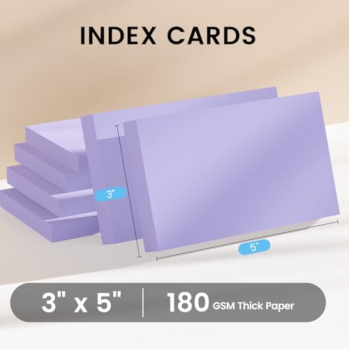 Index Cards 3x5 Inch, 300sheets, Flash Cards, Blank Purple Note Cards Paper For Studying, Schools Supplies, College, Office And Home Organization, Note Taking Supplies - color: Purple