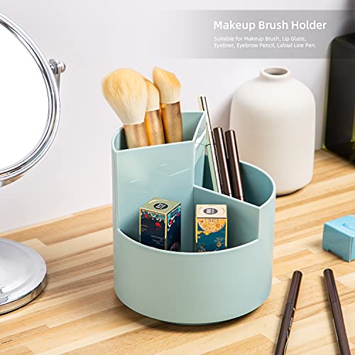 Desk Pencil Pen Holder, 3-Slot 360 Spinning Desk Organizer, Cute Pencil Cup Pot for Office, School, Art Supply - Blue - color: Blue