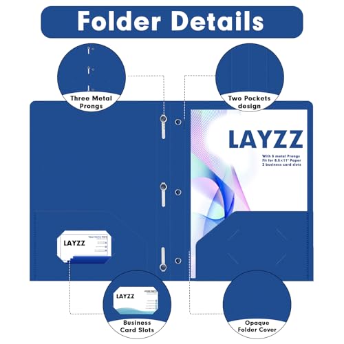 Plastic 2 Pocket Folders with Prongs, 30 Pack, Heavyweight, Letter Size Poly Folders with 3 Metal Prongs Fastener Clips (Blue) - color: Blue