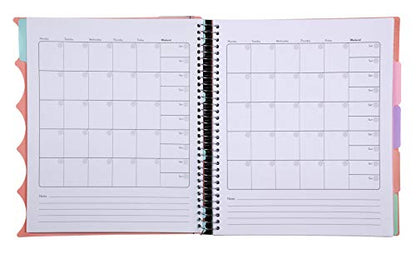 Mintra Office Durable PREMIUM Spiral Notebook, ((Salmon, 5 Subject (8.5in x 11in)), Fabric Covered Coils, No Snags, College Ruled, Adjustable PocketDividers, Ruler, Organization, School - color: Salmon, size: 5 Subject (8.5in x 11in)