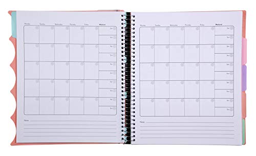 Mintra Office Durable PREMIUM Spiral Notebook, ((Salmon, 5 Subject (8.5in x 11in)), Fabric Covered Coils, No Snags, College Ruled, Adjustable PocketDividers, Ruler, Organization, School - color: Salmon, size: 5 Subject (8.5in x 11in)