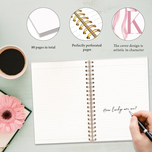 JXREQ Coquette Pink Bow Personalized Notebook, Initial Letter K Monogram Journal, Preppy Girly Ribbon Bow Journal, Monogrammed Gifts for Women, Aesthetic Spiral Notebook 5.5x8.3 - color: Kpink
