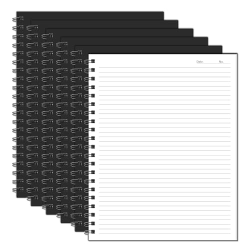 Lined Spiral Notebook A4 Large Journal 8.5" x 11",6 Pack 7mm College Ruled Hardcover Notebooks 160 Pages 100GSM Thick Paper for Note Taking School Office Supplies - style: 6-Lined
