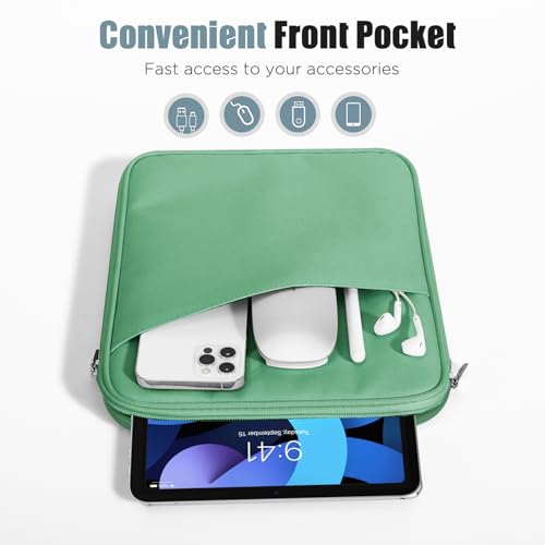 TiMOVO 9-11" Tablet Sleeve Bag for iPad 11-inch A16 2025, iPad 10.9"/10.2"| Air 11 Inch/5th/4th Gen. 10.9", Galaxy Tab A9+/A11Plus 11", Protective Bag with Pocket, Bodhi Green - color: Bodhi Green, size: 9-11 Inch