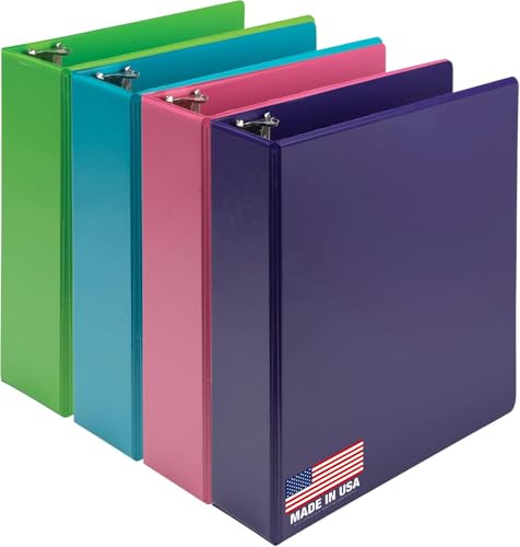 Samsill BioBinder 3 Inch (4-Pack) - Durable Plant-Based 3 Ring View Binder, USDA Certified Biobased, Customizable Nonstick Cover & Spine - 550 Sheet Capacity, Letter Size School Office Organizer - color: Multicolor, size: 3-Inch