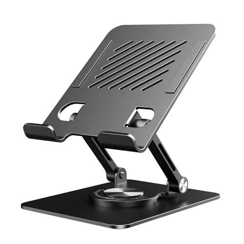 K&ZZ Tablet Stand for Desk, 360° Rotating Adjustable Tablet Holder for 4-13" Tablet Foldable Office Desk Accessories - color: 01-Black