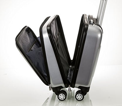 Rockland Revolution Hardside Rolling Computer Case, Carry-On, Silver