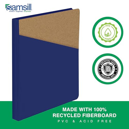 Samsill 1 Inch Document Storage Binder, 100% Recycled Chipboard, Round Ring, 3 Ring Binder, Navy - color: Navy, size: 1 Inch, style: Single