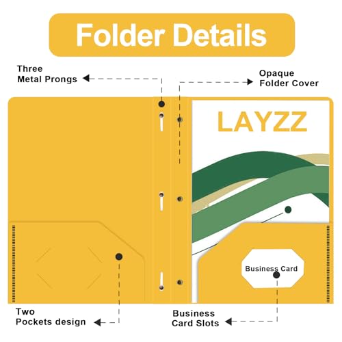 Two Pocket Folders with Prongs, LAYZZ 60 Pack Poly Plastic Folders, Heavy Duty Plastic Folders with Pockets and Prongs, Letter Size, for Offices and Schools (Yellow) - color: Yellow