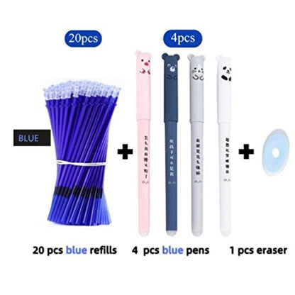 25pcs/Set Erasable Gel Pen Refills Rod 0.5mm Washable Handle Magic Erasable Pen for School Pen Writing Tools Kawaii Stationery (10 Blue) - color: 10 Blue
