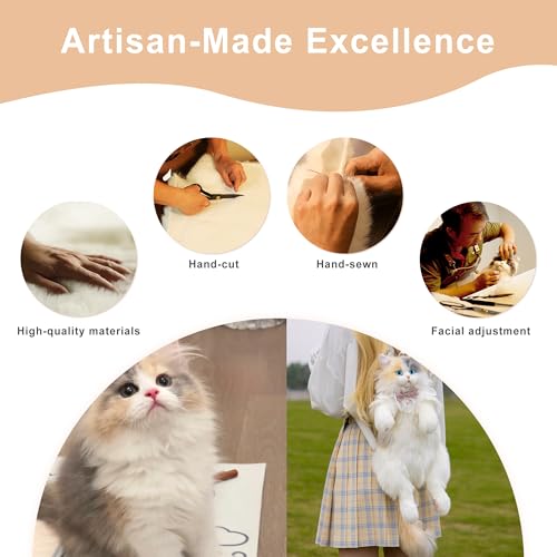Chongker Cat Shaped Backpack - Handcrafted Stuffed Animals Plush Bag with Adjustable Shoulder, Crossbody, and Handbag Straps (Light Calico Backpack) - style: Light Calico Cat