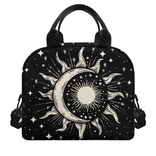 Lunch Box for Girls 10-12 Moon and Sun Preschool Lunch Box Kids 4-6 Kindergarten Meal Bag 6-8 Toddler Elementary School Children Lightweight Adjustable Shoulder Strap Leak Resistant - color: Moon and Sun