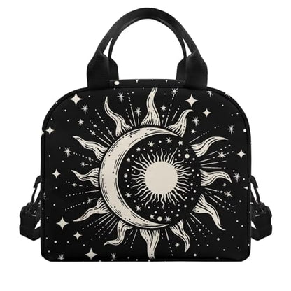 Lunch Box for Girls 10-12 Moon and Sun Preschool Lunch Box Kids 4-6 Kindergarten Meal Bag 6-8 Toddler Elementary School Children Lightweight Adjustable Shoulder Strap Leak Resistant - color: Moon and Sun