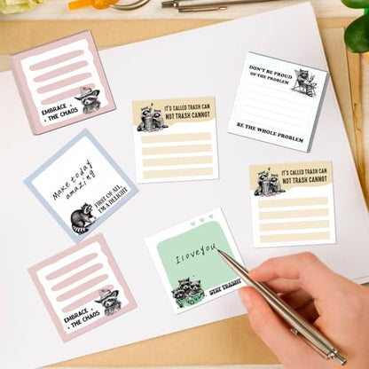Raccoon Sticky Notes Gifts, 9 Pack Funny Raccoon Notepads 3x3 Inch, Funny Animals Self-Stick Memo Pads, Office School Supplies Gifts for Students Coworkers (450 Sheets) - style: Raccoon